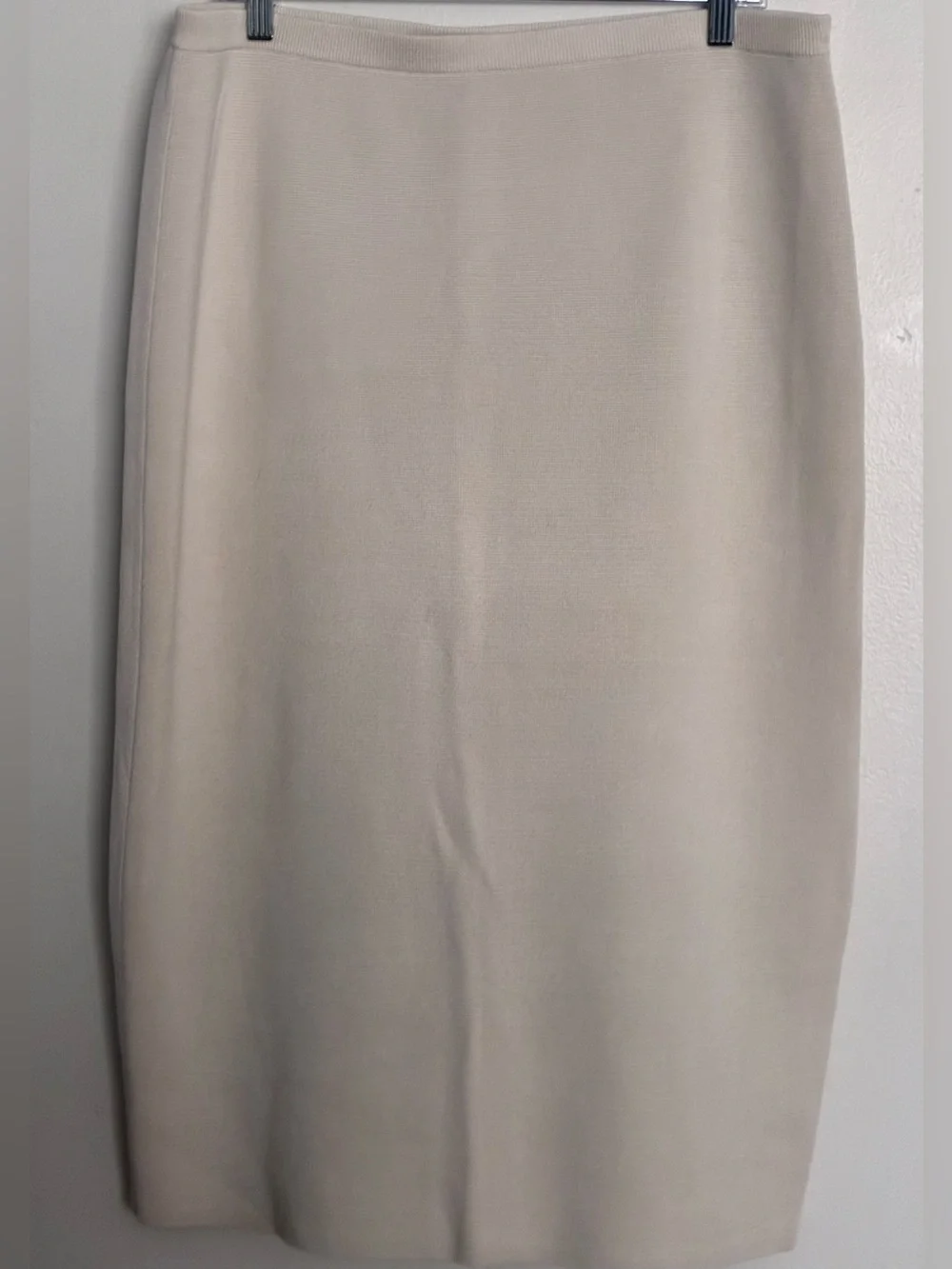 Eileen Fisher MIDI Pencil Skirt 80% Silk 20% Organic Cotton Bone Colored Size L